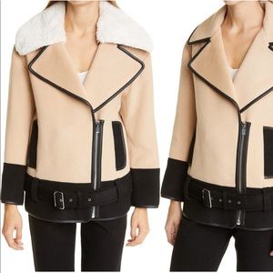 Club Monaco Rismah Wool Blend Faux Fur Collar Coat NWT Sz S